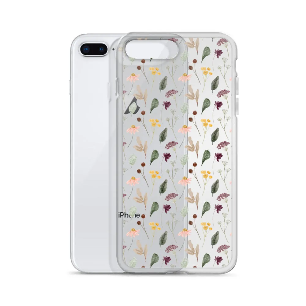 Wild Flowers Clear iPhone 14 13 Pro Max Case, Watercolor Transparent Aesthetic iPhone 12 11 Mini SE 2020 XS Max XR X 7 Plus 8 Cell Phone