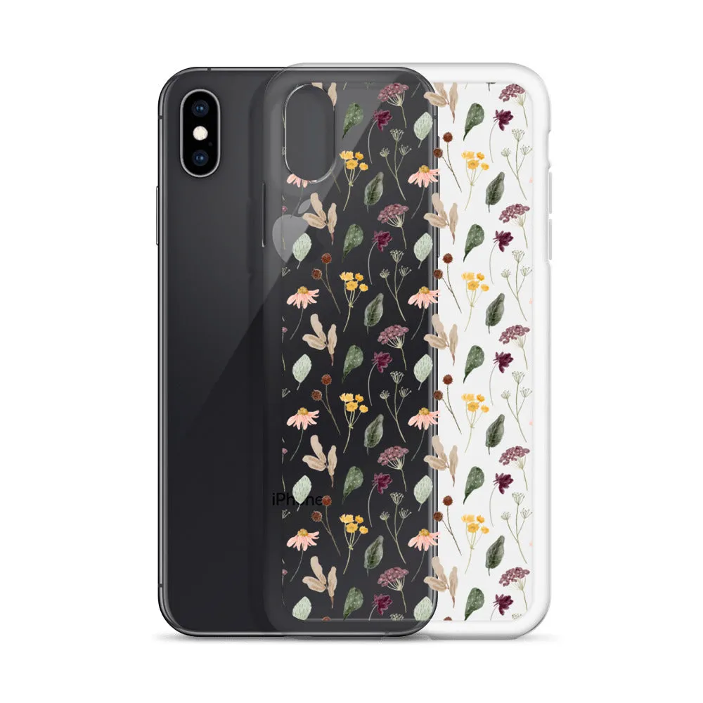 Wild Flowers Clear iPhone 14 13 Pro Max Case, Watercolor Transparent Aesthetic iPhone 12 11 Mini SE 2020 XS Max XR X 7 Plus 8 Cell Phone