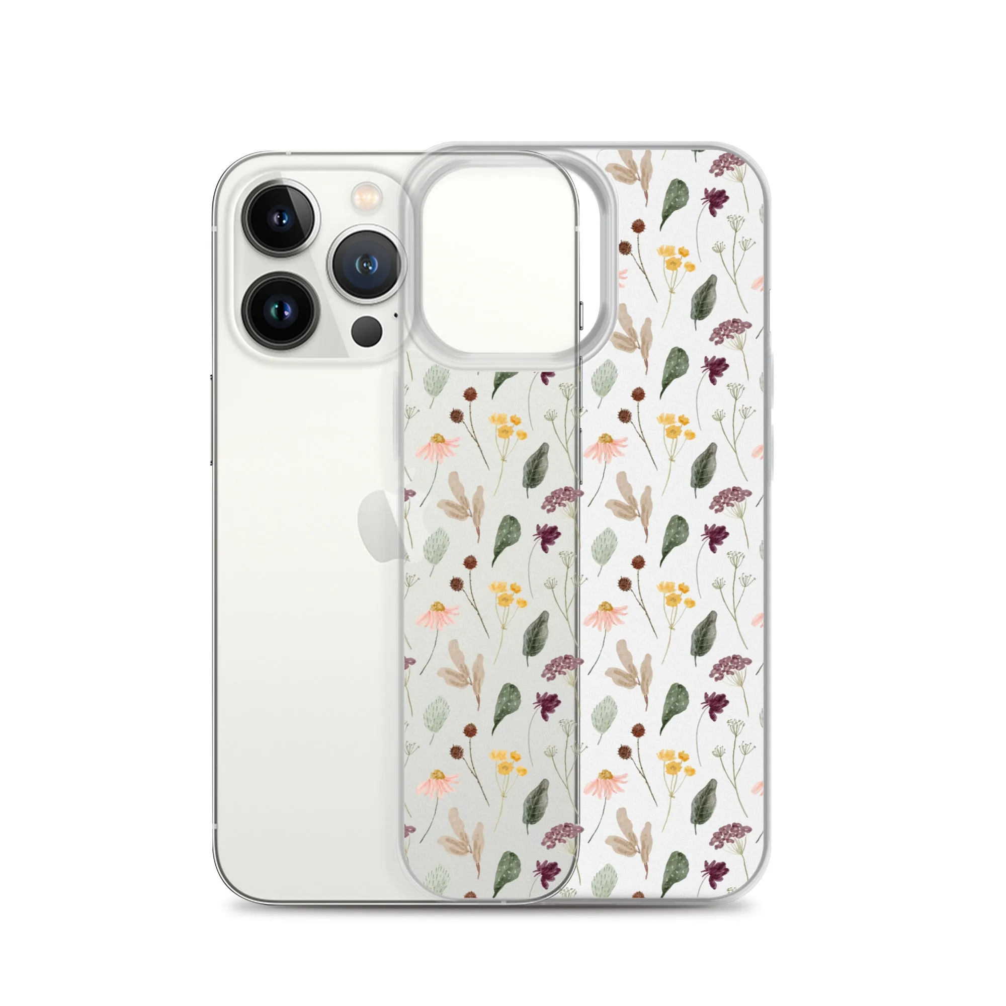 Wild Flowers Clear iPhone 14 13 Pro Max Case, Watercolor Transparent Aesthetic iPhone 12 11 Mini SE 2020 XS Max XR X 7 Plus 8 Cell Phone