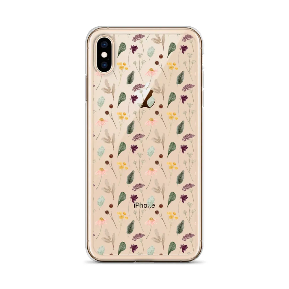 Wild Flowers Clear iPhone 14 13 Pro Max Case, Watercolor Transparent Aesthetic iPhone 12 11 Mini SE 2020 XS Max XR X 7 Plus 8 Cell Phone