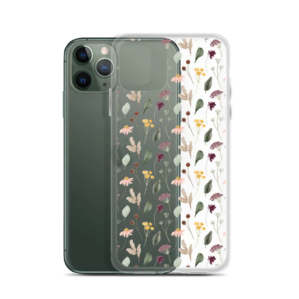 Wild Flowers Clear iPhone 14 13 Pro Max Case, Watercolor Transparent Aesthetic iPhone 12 11 Mini SE 2020 XS Max XR X 7 Plus 8 Cell Phone