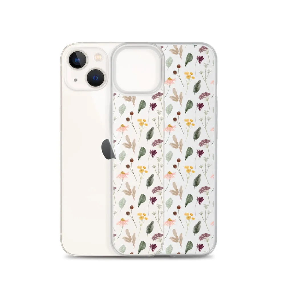 Wild Flowers Clear iPhone 14 13 Pro Max Case, Watercolor Transparent Aesthetic iPhone 12 11 Mini SE 2020 XS Max XR X 7 Plus 8 Cell Phone