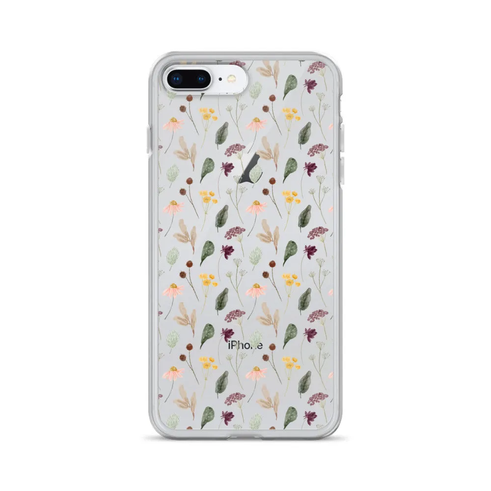 Wild Flowers Clear iPhone 14 13 Pro Max Case, Watercolor Transparent Aesthetic iPhone 12 11 Mini SE 2020 XS Max XR X 7 Plus 8 Cell Phone