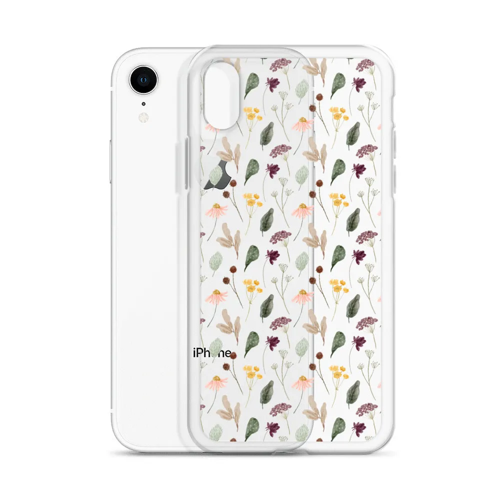 Wild Flowers Clear iPhone 14 13 Pro Max Case, Watercolor Transparent Aesthetic iPhone 12 11 Mini SE 2020 XS Max XR X 7 Plus 8 Cell Phone