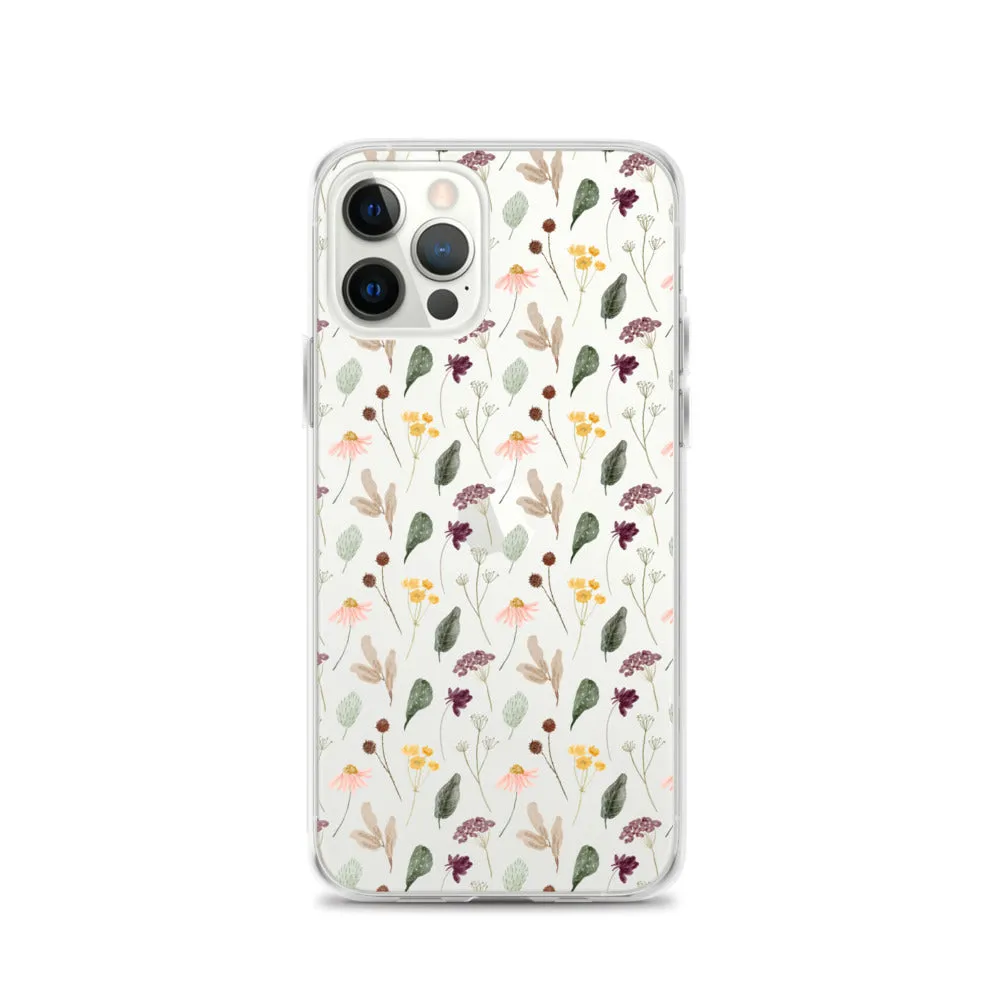 Wild Flowers Clear iPhone 14 13 Pro Max Case, Watercolor Transparent Aesthetic iPhone 12 11 Mini SE 2020 XS Max XR X 7 Plus 8 Cell Phone