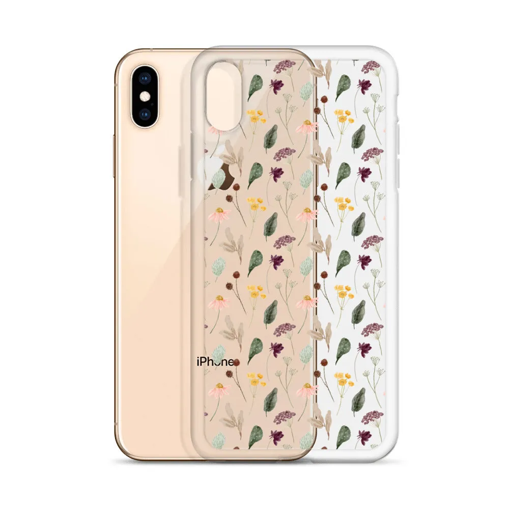 Wild Flowers Clear iPhone 14 13 Pro Max Case, Watercolor Transparent Aesthetic iPhone 12 11 Mini SE 2020 XS Max XR X 7 Plus 8 Cell Phone