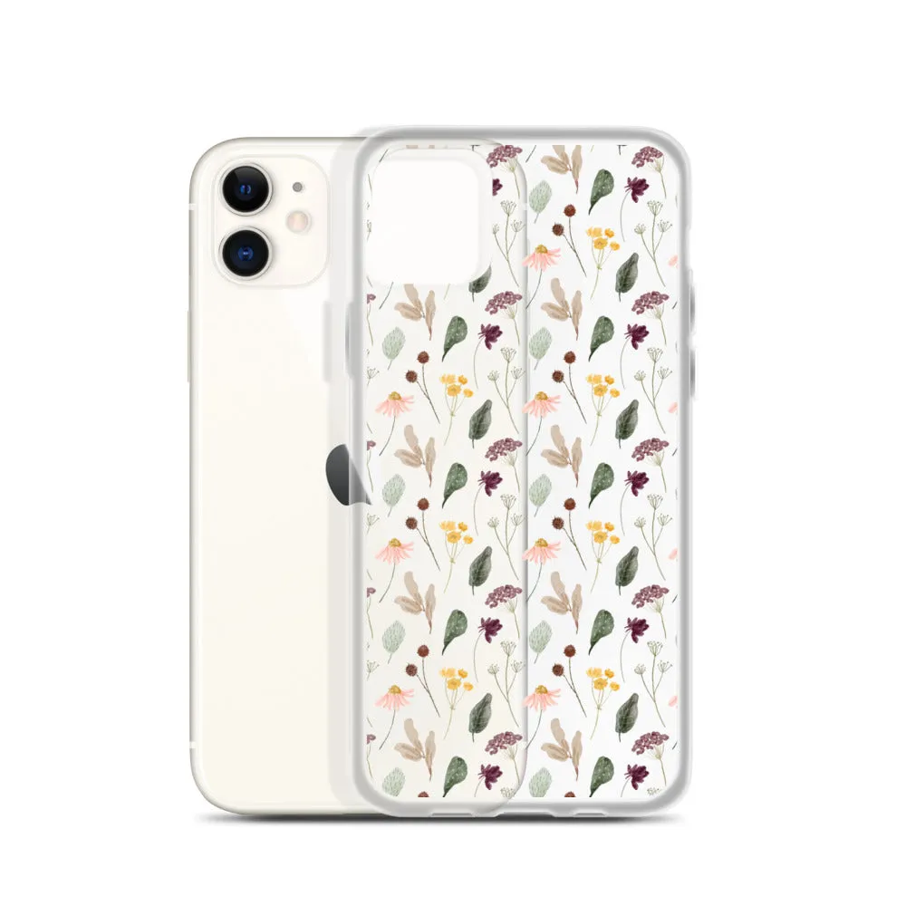 Wild Flowers Clear iPhone 14 13 Pro Max Case, Watercolor Transparent Aesthetic iPhone 12 11 Mini SE 2020 XS Max XR X 7 Plus 8 Cell Phone