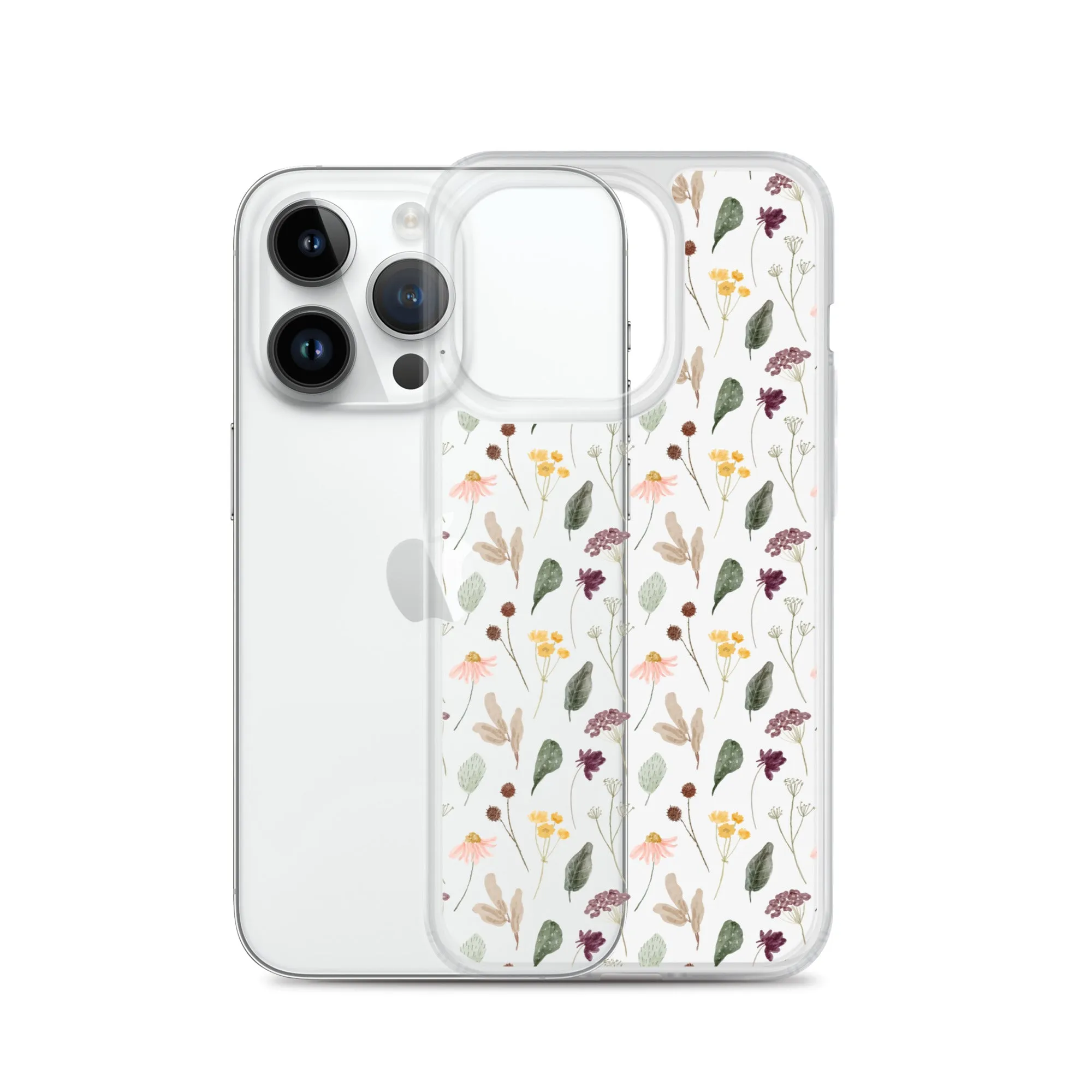 Wild Flowers Clear iPhone 14 13 Pro Max Case, Watercolor Transparent Aesthetic iPhone 12 11 Mini SE 2020 XS Max XR X 7 Plus 8 Cell Phone