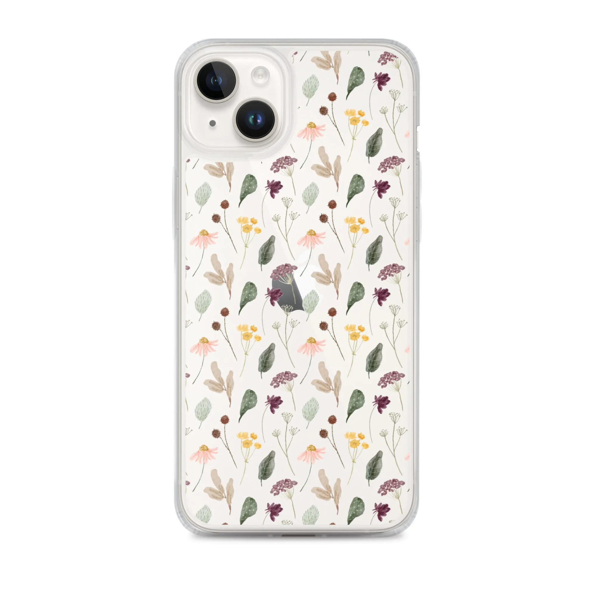 Wild Flowers Clear iPhone 14 13 Pro Max Case, Watercolor Transparent Aesthetic iPhone 12 11 Mini SE 2020 XS Max XR X 7 Plus 8 Cell Phone