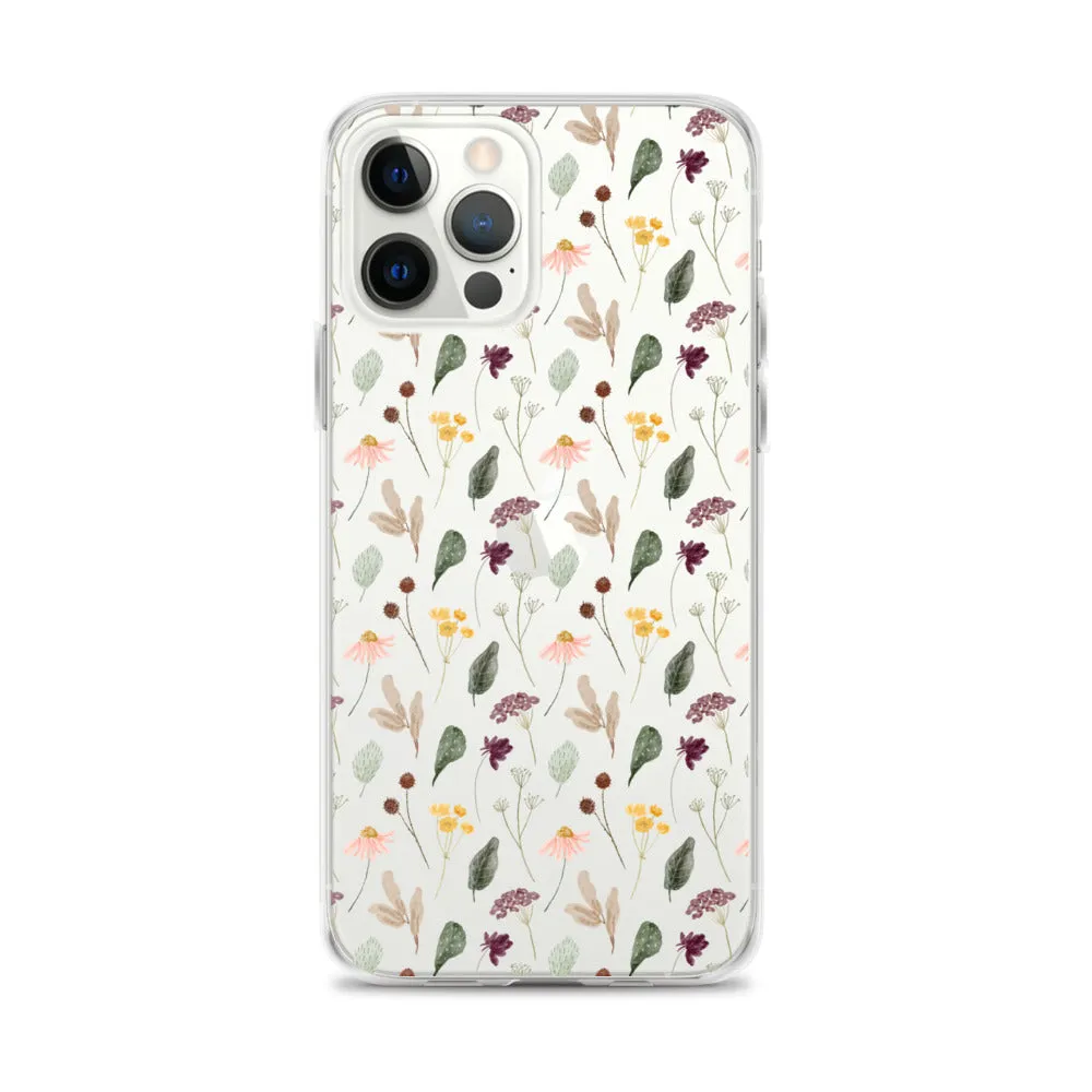 Wild Flowers Clear iPhone 14 13 Pro Max Case, Watercolor Transparent Aesthetic iPhone 12 11 Mini SE 2020 XS Max XR X 7 Plus 8 Cell Phone