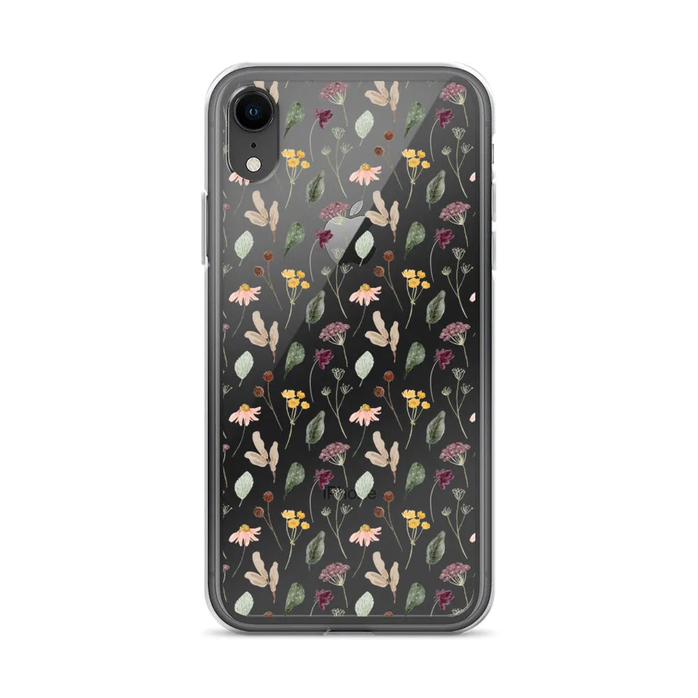 Wild Flowers Clear iPhone 14 13 Pro Max Case, Watercolor Transparent Aesthetic iPhone 12 11 Mini SE 2020 XS Max XR X 7 Plus 8 Cell Phone