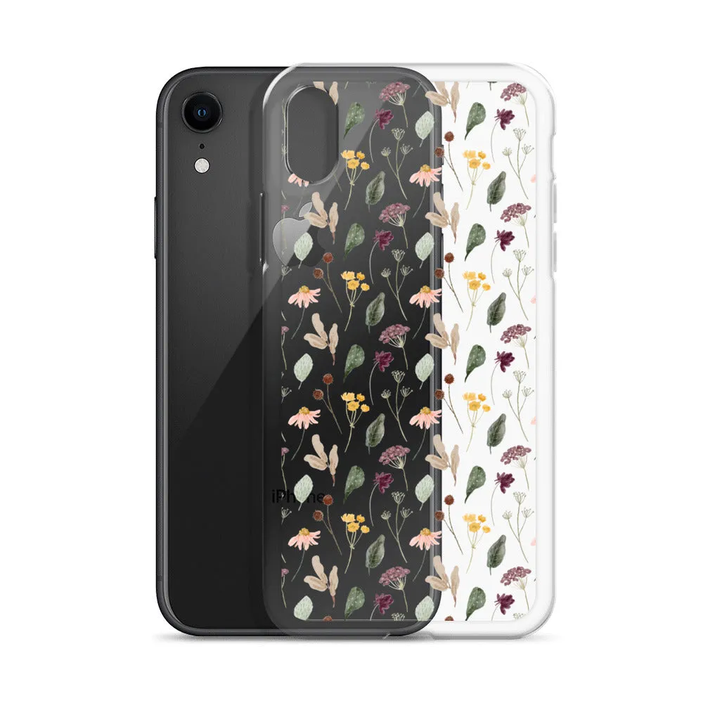 Wild Flowers Clear iPhone 14 13 Pro Max Case, Watercolor Transparent Aesthetic iPhone 12 11 Mini SE 2020 XS Max XR X 7 Plus 8 Cell Phone