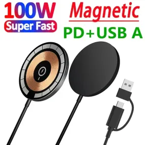 wireless charger and magnet|100W Magnetic Wireless Charger Pad Phone Chargers For iPhone 15 14 13  Pro Max Airpods Portable Macsafe PD Fast Charging Station