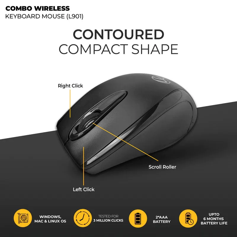 Wireless Combo 104 Key Keyboard   Mouse 1200dpi - non Multimedia