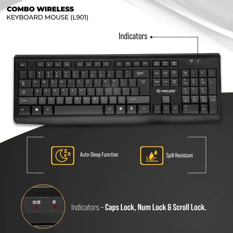 Wireless Combo 104 Key Keyboard   Mouse 1200dpi - non Multimedia