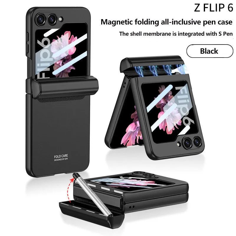 With S Pen Holder Hinge Magnetic Case For Samsung Galaxy Z Flip 6