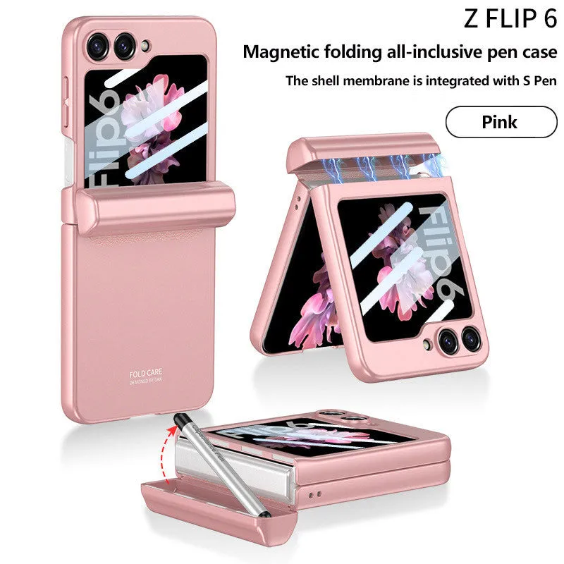 With S Pen Holder Hinge Magnetic Case For Samsung Galaxy Z Flip 6