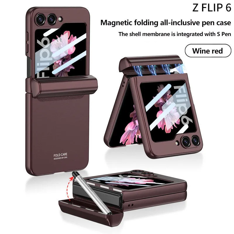 With S Pen Holder Hinge Magnetic Case For Samsung Galaxy Z Flip 6