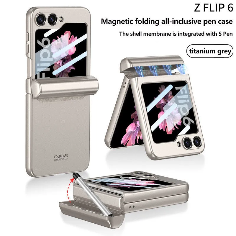 With S Pen Holder Hinge Magnetic Case For Samsung Galaxy Z Flip 6