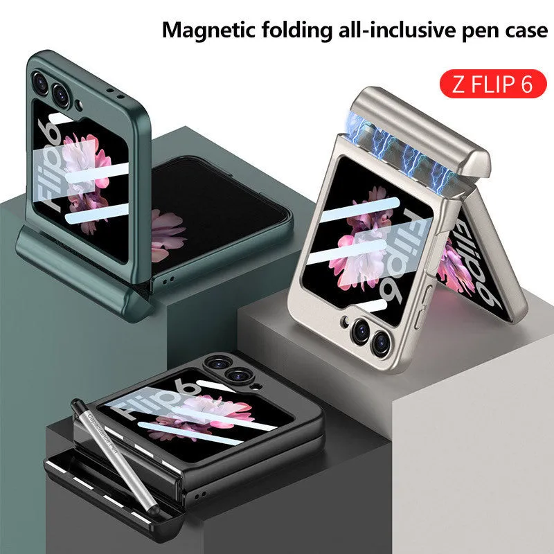 With S Pen Holder Hinge Magnetic Case For Samsung Galaxy Z Flip 6