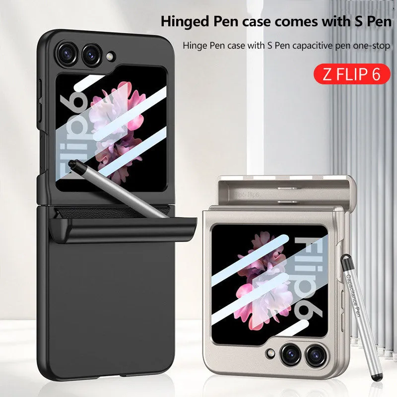 With S Pen Holder Hinge Magnetic Case For Samsung Galaxy Z Flip 6