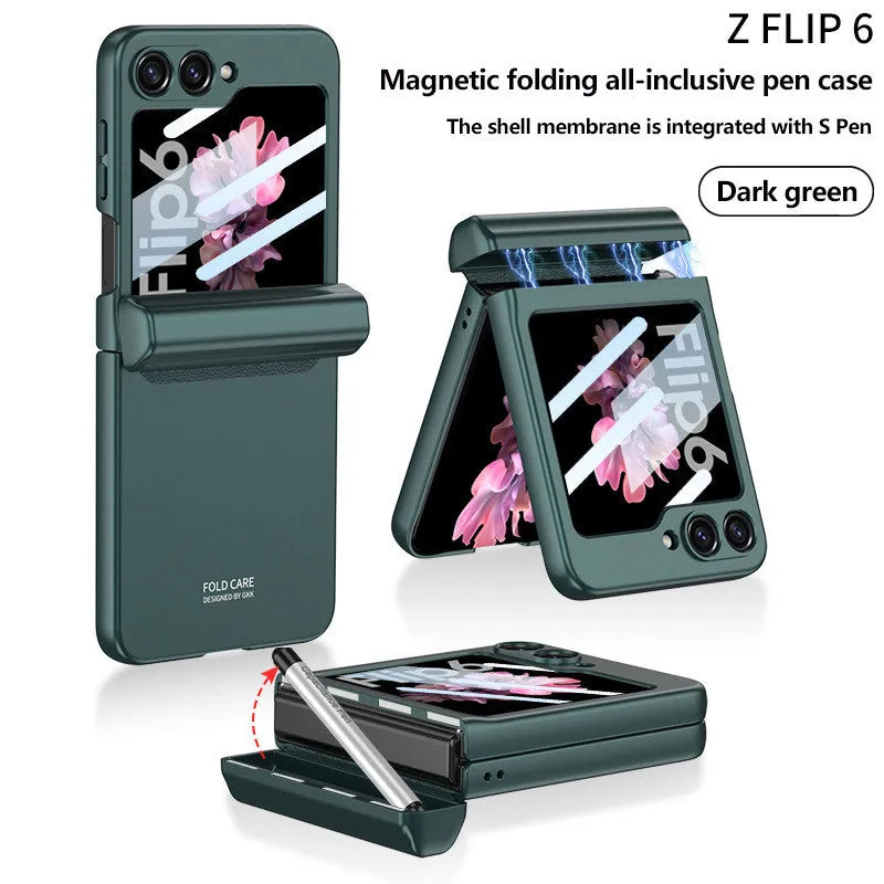 With S Pen Holder Hinge Magnetic Case For Samsung Galaxy Z Flip 6