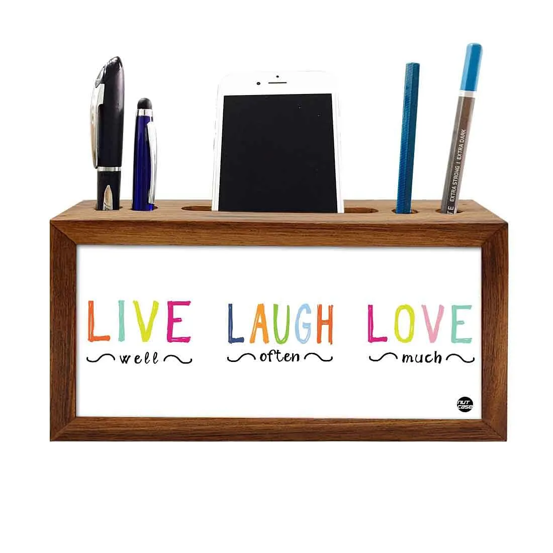 Wooden office desk organizer - Live Laugh Love