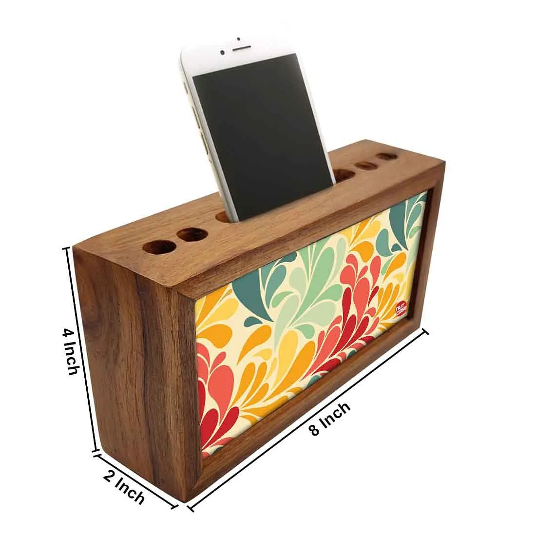 Wooden pen stand desk organizer - Vintage Flower