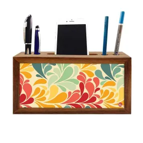 Wooden pen stand desk organizer - Vintage Flower