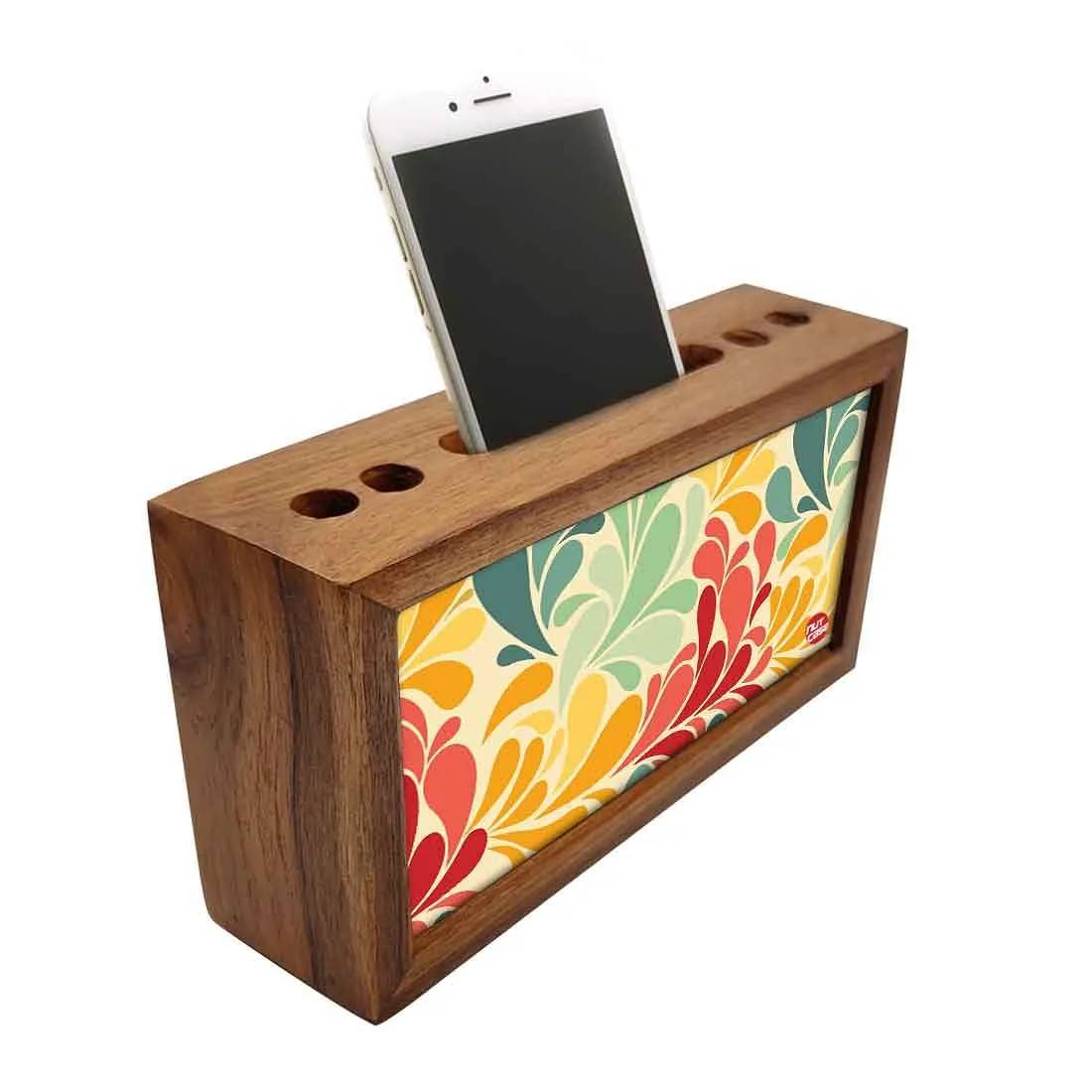 Wooden pen stand desk organizer - Vintage Flower