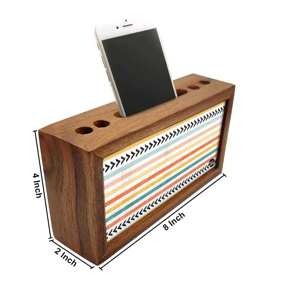 Wooden Pen Stand for Office - Colorful Strips