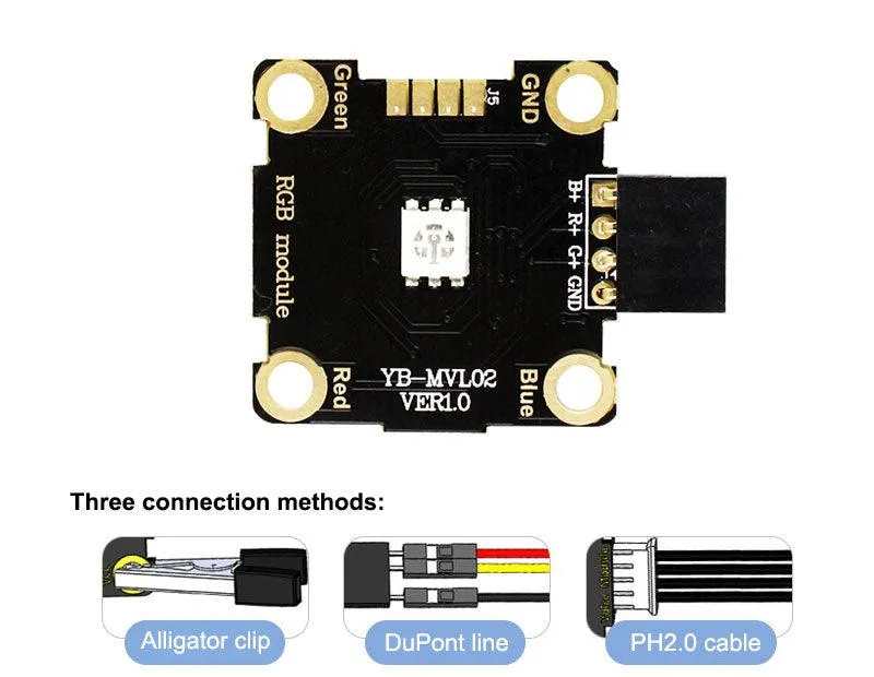 Yahboom RGB module compatible with alligator clip/DuPont line/PH2.0 cable